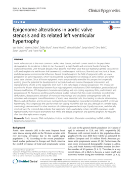 Epigenome Alterations in Aortic Valve Stenosis and Its Related Left