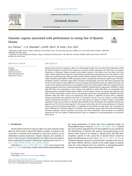 Genomic Regions Associated with Performance in Racing Line of Quarter Horses