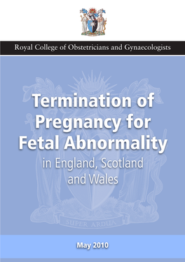 Termination of Pregnancy for Fetal Abnormality in England, Scotland and Wales