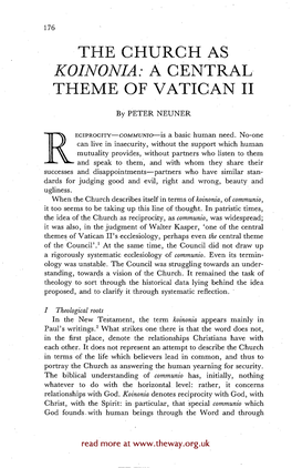 The Church As Koinonia: a Central Theme of Vatican Ii