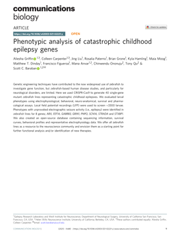 Phenotypic Analysis of Catastrophic Childhood Epilepsy Genes