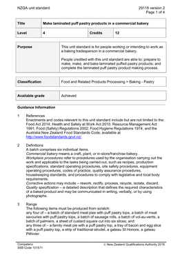 29118 Make Laminated Puff Pastry Products in a Commercial Bakery