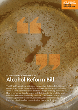 Submission on the Alcohol Reform Bill