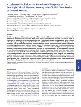 Accelerated Evolution and Functional Divergence of the Dim Light Visual Pigment Accompanies Cichlid Colonization of Central America Frances E