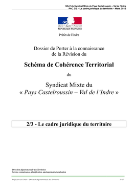 Cadre Juridique Du Territoire – Mars 2015