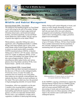 PAPAHĀNAUMOKUĀKEA MARINE NATIONAL MONUMENT UPDATE October-November 2009 Volume 1, Issue 9