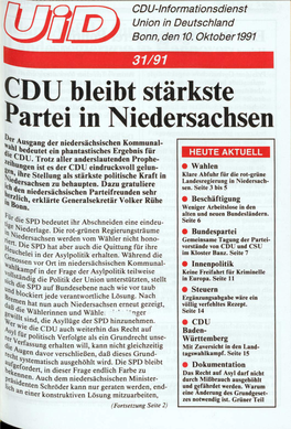 UID 1991 Nr. 31, Union in Deutschland