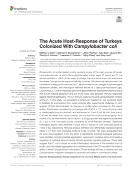 The Acute Host-Response of Turkeys Colonized with Campylobacter Coli