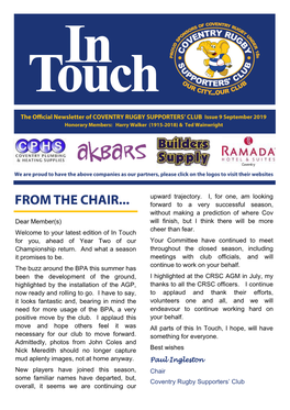 Your Latest Edition of in Touch for You, Ahead of Year Two of Our Your Committee Have Continued to Meet Championship Return