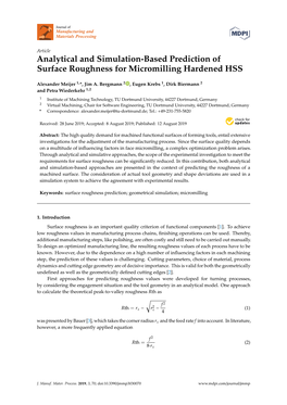 Analytical and Simulation-Based Prediction of Surface Roughness for Micromilling Hardened HSS
