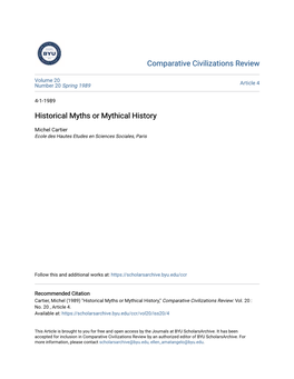 Historical Myths Or Mythical History