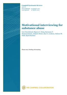 Motivational Interviewing for Substance Abuse