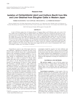 <I>Campylobacter Jejuni</I>