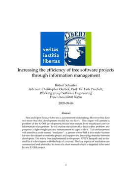 Increasing the Efficiency of Free Software Projects Through