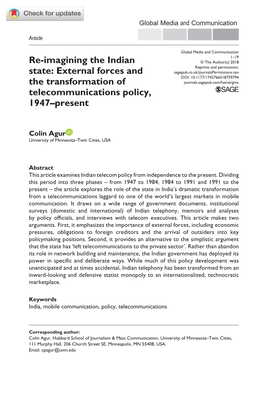 External Forces and the Transformation of Telecommunications Policy, 1947