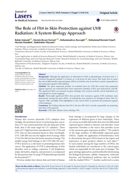 Lasers Med Sci 2020 Autumn;11(Suppl 1):S30-S36 Original Article Lasers in Medical Sciences Doi 10.34172/Jlms.2020.S5