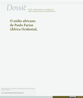 O Exílio Africano De Paulo Farias (África Ocidental, 1964-1969)