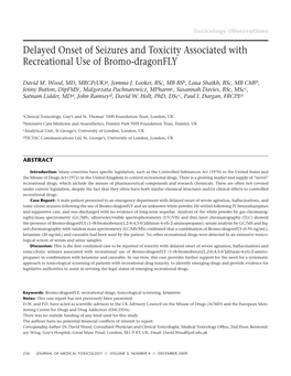 Delayed Onset of Seizures and Toxicity Associated with Recreational Use of Bromo-Dragonfly