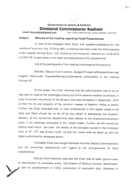 Minutes of the Meeting Regarding Flood Preparedness