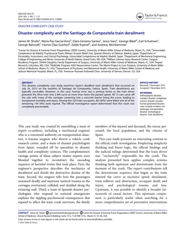 Disaster Complexity and the Santiago De Compostela Train Derailment