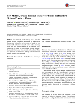 New Middle Jurassic Dinosaur Track Record from Northeastern Sichuan Province, China