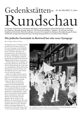 Die Jüdische Gemeinde in Rottweil Hat Eine Neue Synagoge Heinz Högerle, Horb Am Neckar