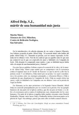 Alfred Delp, S.J., Mártir De Una Humanidad Más Justa