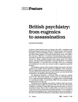 British Psychiatry: from Eugeni¢S to Assassination