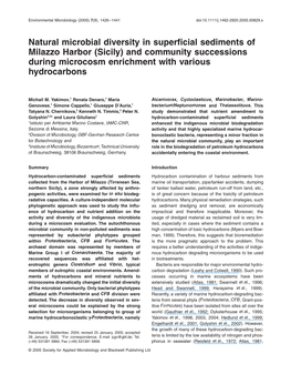 Natural Microbial Diversity in Superficial Sediments Of