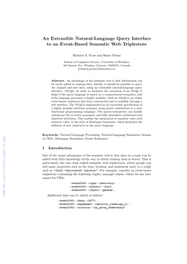 An Extensible Natural-Language Query Interface to an Event-Based Semantic Web Triplestore