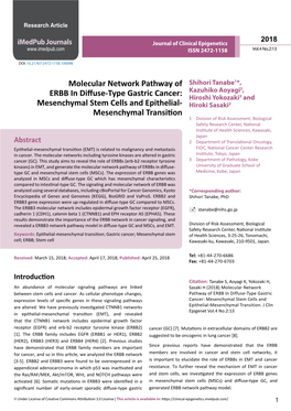 Molecular Network Pathway of ERBB in Diffuse-Type Gastric Cancer