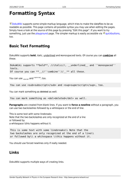 Formatting Syntax Formatting Syntax