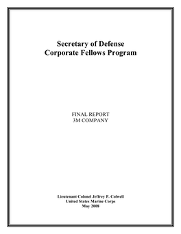 Secretary of Defense Corporate Fellows Program