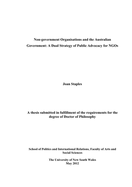 Non-Government Organisations and the Australian Government: a Dual Strategy of Public Advocacy for Ngos