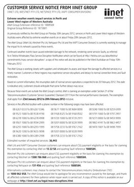 Customer Service Notice from Iinet Group (Iinet Ltd, Westnet Pty Ltd, Netspace Pty Ltd, Aapt Consumer Division)