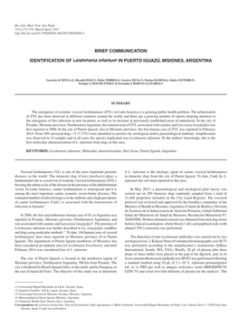 IDENTIFICATION of Leishmania Infantum in PUERTO IGUAZÚ, MISIONES, ARGENTINA