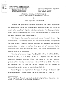 Structure, Conduct, and Performance of the US Farm Equipment And