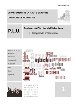 P.L.U. 1 – Rapport De Présentation