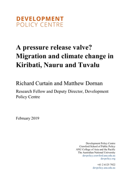 Migration and Climate Change in Kiribati, Nauru and Tuvalu