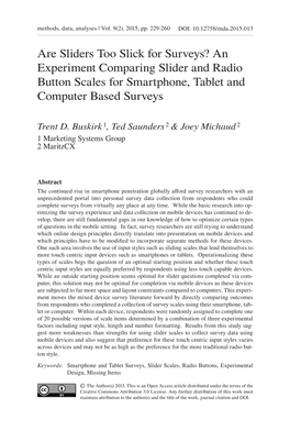 An Experiment Comparing Slider and Radio Button Scales for Smartphone, Tablet and Computer Based Surveys