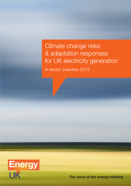 Climate Change Risks & Adaptation Responses for UK Electricity Generation