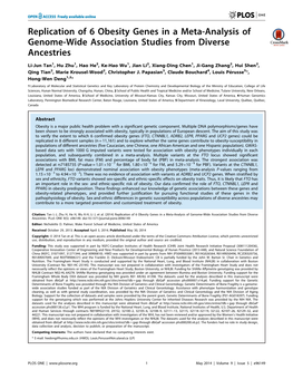 Replication of 6 Obesity Genes in a Meta-Analysis of Genome-Wide Association Studies from Diverse Ancestries