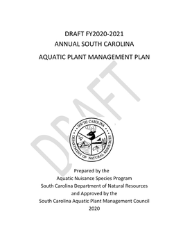 Draft Fy2020-2021 Annual South Carolina Aquatic Plant Management Plan