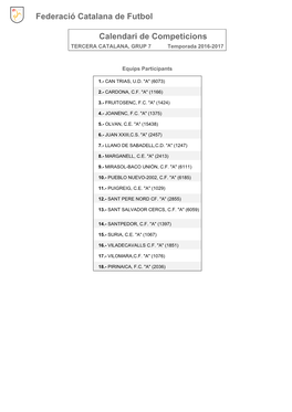 Calendari De Competició