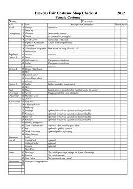 Revised Costume Approval Checklist 2012