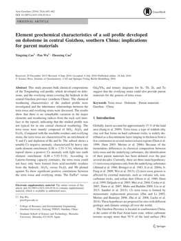 Element Geochemical Characteristics of a Soil Profile Developed On