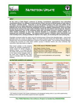 Nutrition Update’; Indicate the Possible Establishment of ‘Transit Camps’ for Somali Refugees in Sahil Region Nutrition Survey Page 2 Mandera, Kenya