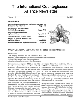 The International Odontoglossum Alliance Newsletter