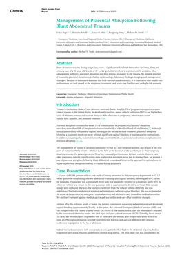 Management of Placental Abruption Following Blunt Abdominal Trauma