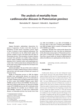 The Analysis of Mortality from Cardiovascular Diseases in Pomeranian Province